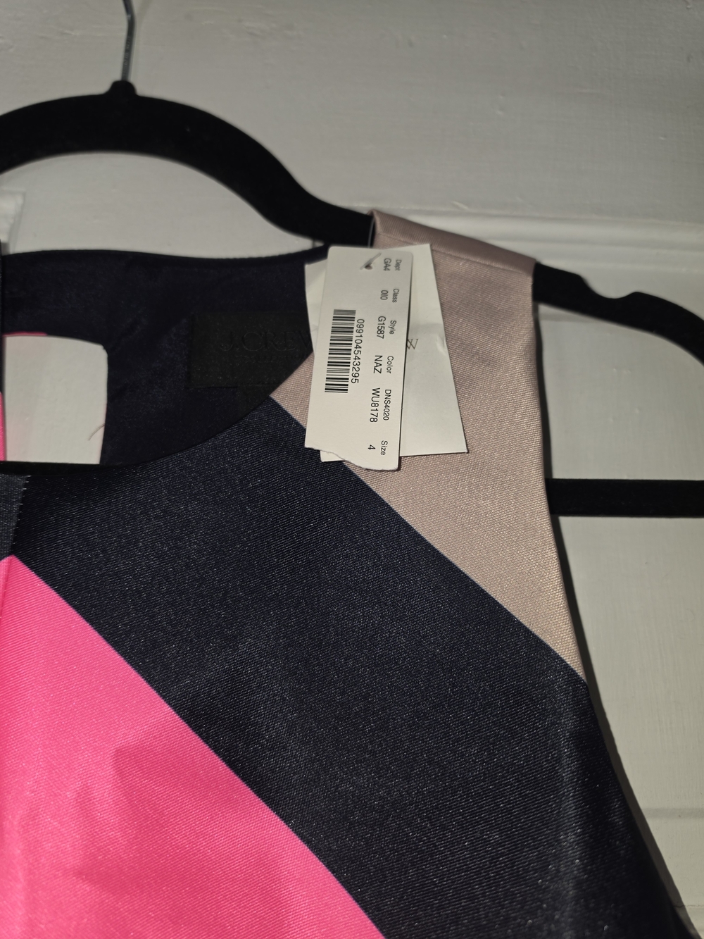 J. Crew Sleeveless Chevron Midi Dress in Pink, Green, Gold, Black, Cream - Picture 3 of 5